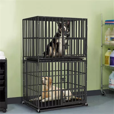 Oversized Stackable Dog Crate Deluxe Strong Double Layer Animal Pet Kennel Cage • $295.90