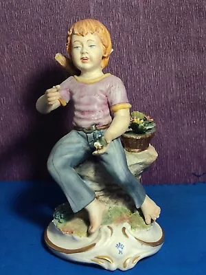 Capodimonte Boy With Flowers Porcelain Figurine • £12.99