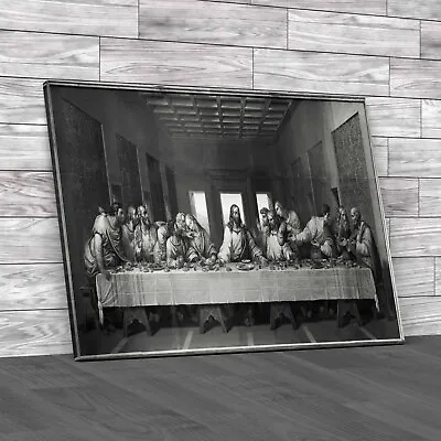 The Last Supper Mosaic 1816 Copy Of Leonardo Da Black White Canvas Print Large • £14.95