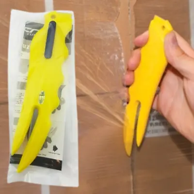 Box Cutter Pallet Knife For Warehouse Safety Yellow Fixed Cutting Blade Wrap • £4.15