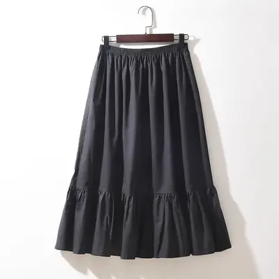Lady Cotton Ruffles Petticoat Skirt Half Slip Midi Basic A-line Underskirt Soft • £15.68