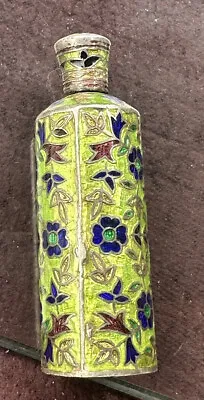 £300 • Buy Solid Silver Green Enamel Bottle Kashmir Eastern Mughal Indian Marked At Base