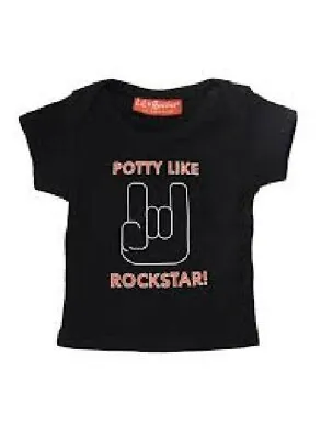 Darkside 1-2 Years POTTY LIKE ROCKSTAR Black 100% Cotton T-shirt NEW Clearance • £5.99