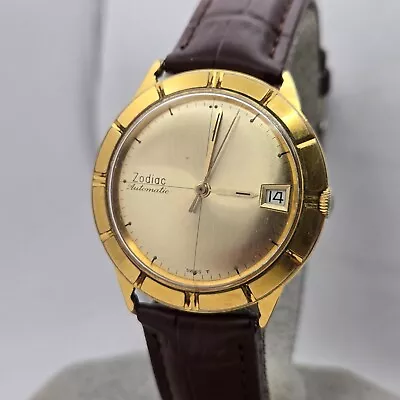 Vintage ZODIAC Men's Automatic Watch Date Cal.72 17Jewels Swiss Made 1960s • $275