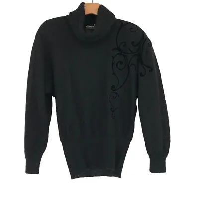 G GUCCI Spa Vintage Mohair Sweater Cowl Neck Velvet Appliqué Size Medium  Italy • $104.99