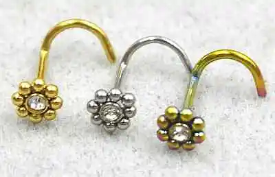 Gem Nose Cluster Flower Ball Sun Stud Bar Bone Ring Screw Twist 20g Piercing • $5.88