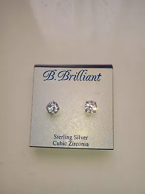 B. Brilliant Sterling Silver Cubic Zirconia Studs • $70