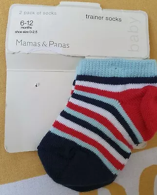 New Mamas And Papas Trainer Socks Baby  6-12 Months Striped  • £2.25