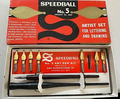 Vtg Hunt Speedball Artist Pen Calligraphy Set No. 5 Lettering Pen Drawing • $6.95