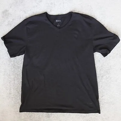 Hugo Boss T Shirt Men's XL Black Solid V-Neck Fitted Casual Classic Tee Cotton • $16.95