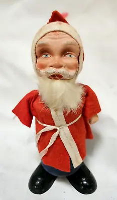 Antique Vintage German Red Felt Putz Composition One Armed Santa Claus 7  • $70