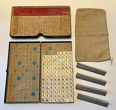 Vintage 1957 Scrabble Travel Game In Metal Box Full Set Of Tiles L22491 • $18