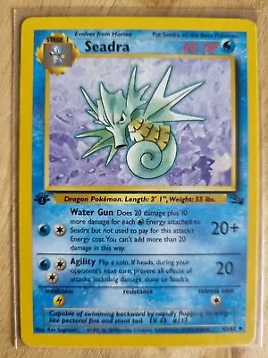 Pokemon Card Seadra 42/62 1st Edition Fossil Near Mint • $6.99