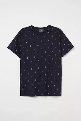 £4 • Buy *NEW* H&M Men Navy Soft Cotton Jersey Anchor Print T Shirt T-Shirt XXL