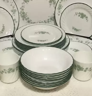 $30 • Buy Set Of 4 Vintage 1990's Corelle Callaway Ivy Swirl Rim Soup Bowls 7 