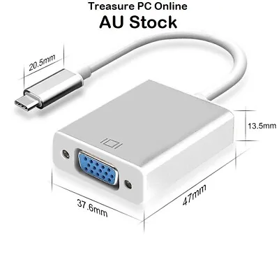 $12.99 • Buy New USB Type C Male To VGA D-Sub Female Adapter Hub Dock