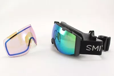 Smith I/O Snow Goggles Black ChromaPop Sun Green Mirror Lens + Bonus New • $210