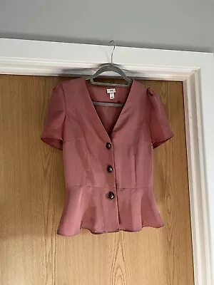 River Island Pink Peplum Blouse Top Size 10 • £1