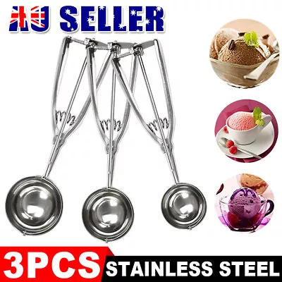 3Pcs Ice Cream Scoop Cake Mash Muffin Spoon Cookie Mechanical Kitchen Gadget Kit • $14.85