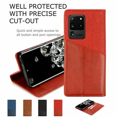 $80 • Buy For Oppo A55 F17Pro A93 Reno 5 Pro 5G 4SE A53S Canvas Leather Magnetic Flip Case
