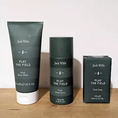 Jack Wills Play The Field Musk Body Spray + Body Wash + Soap Discontinued • £38