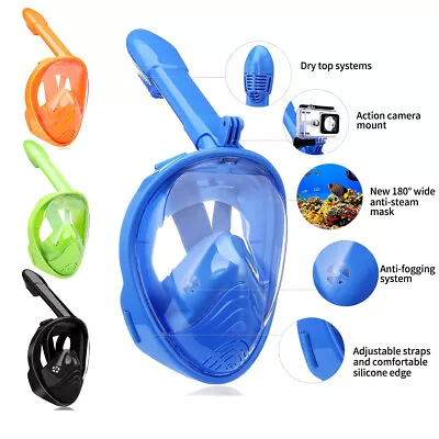 $24.31 • Buy Kids Full Face Snorkel Snorkeling Goggles Diving Mask Snorkel Swim 180° Anti Fog
