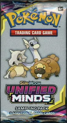 Pokemon S&M Unified Minds SAMPLE / FUN Booster Pack - 3 Cards / Pack SEALED MINT • $1.29