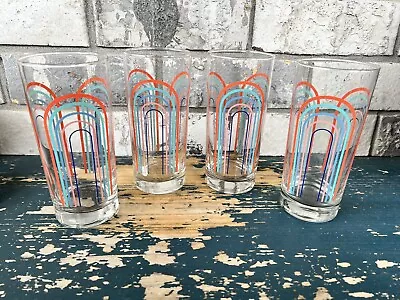 Rainbow Arch Shaped Beverage Glasses Set Of 4 Vintage • $37.40