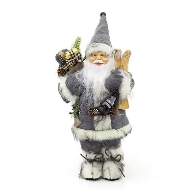 Grey Nordic Father Christmas Santa Claus Figure | Standing Santa Claus Ornament • £15.99