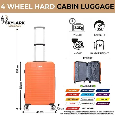 55x35x20 EasyJet Ryanair Suitcase Hard Shell Travel Lightweight 4 Wheels Cabin • £24.99