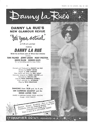 Original Magazine Advert Danny La Rue Nightclub It's Your Actual 1969 • £4