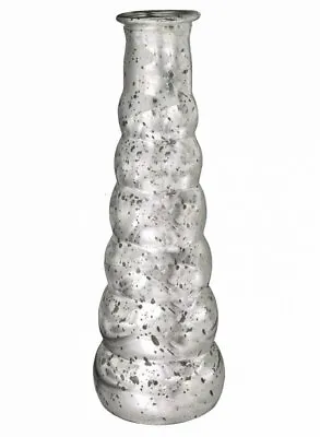£9.95 • Buy Bubble Vase Bottle Vase With Speckled Silver Coloured Finish 21cm