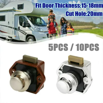 5/10PCS Push Button Drawer Cupboard Door Catch Lock Caravan Cabinet Latch Knob • $30.89