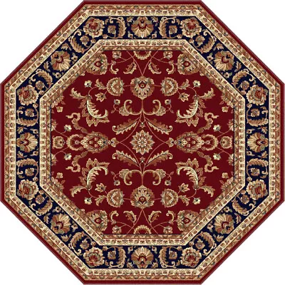 5x5 Octagon Sensation Red Bordered Scrolls 4790 Area Rug - Approx  5' 3  X 5' 3  • $137.50