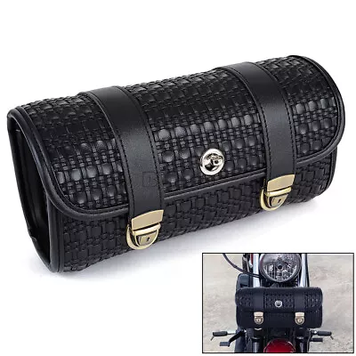 Universal Motorcycle Saddle Bags Leather Tool Bag Luggage Storage Pouch • $41.79