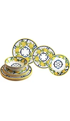 Le Cadeaux Melamine 11” (12) Pc Dinnerware Plate China Dishes Set • $68