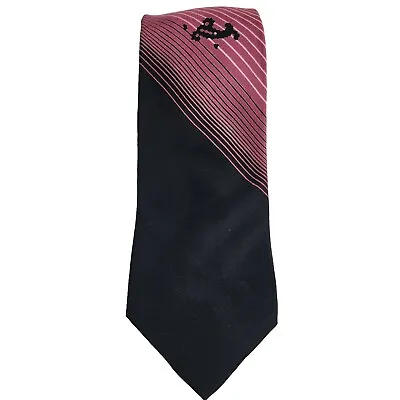 Puccini Milano Men's Silk Narrow Tie Black Pink Hand Made In Italy • $9.95