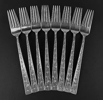 Set 8 X Dinner Forks 1847 Rogers Silver Lace 1968 Vintage Silverplate • $79.99