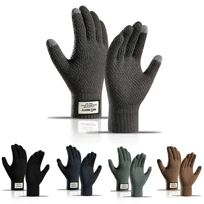 Thermal Windproof Thick Knitted Winter Gloves Touch Screen Warm Mittens For Men • £1.96