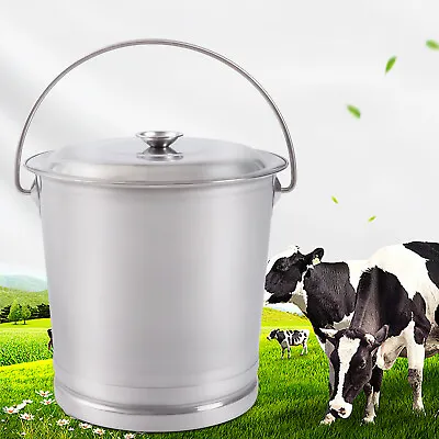 8L/ 14L Stainless Steel Milk Bucket Stainless Steel Milk Pail Bucket With Lid US • $37.05