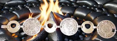 925 Sterling Silver Mexican Aztec Mayan Calendar Link Bracelet 40g • $39.95