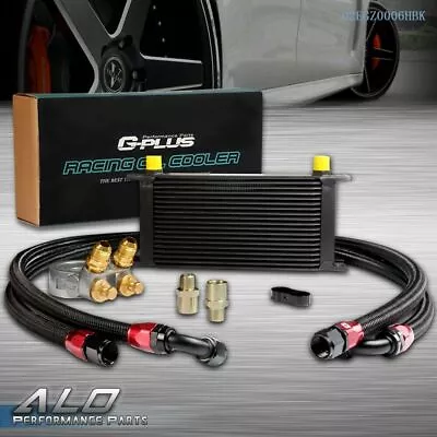 New Universal 19 Row AN10 Engine Oil Cooler + Thermostat Adaptor Kit + Oil Lines • $91.95