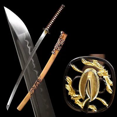 T10 Steel Clay Tempered Real Hamon Katana Japanese Samurai Sword Full Tang Sharp • $118.88