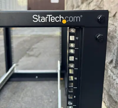 4 Post 12U StarTech Adjustable Open Frame Server Rack 19  Network Rack W/ Wheels • £250
