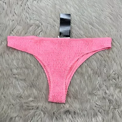 NWT H&M Women's 14 Pink Shirred Cheeky Bikini Bottom Swim • $11.99