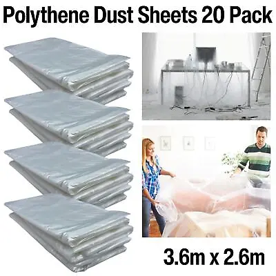 20x Polythene Dust Sheet Clear Cover For Painting Decorating Furniture Plastic • £8.99