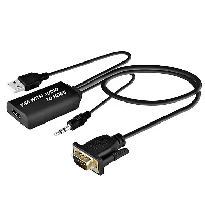 VGA To HDMI Converter 1080P HD Adapter With Audio Cable For HDTV PC Laptop TV P • £11.86