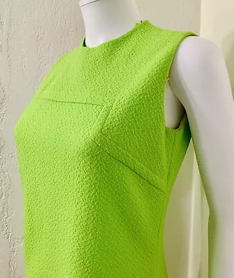 RARE Vtg 60’s Gallant California Neon Green Pique Groovy Go-Go Dress XS/S? EUC • £56.30