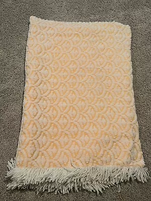 Vintage Chenille Bedspread Yellow  Sunny Bright Fringe Textured FULL SIZE 78x98 • $40