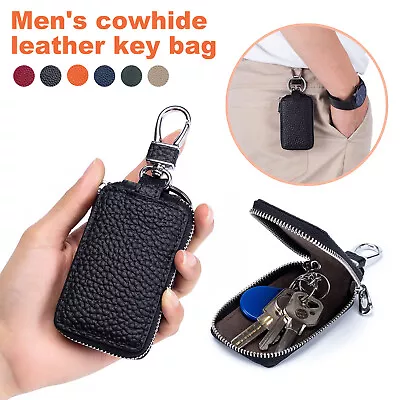 Genuine Leather Key Holder Case Keychain Pouch Bag Car Wallet Key Ring • $12.59